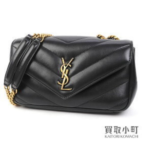 Saint Laurent Yves Lulu Chevron Quilted Black Chain Shoulder Bag - Picture 1 of 9
